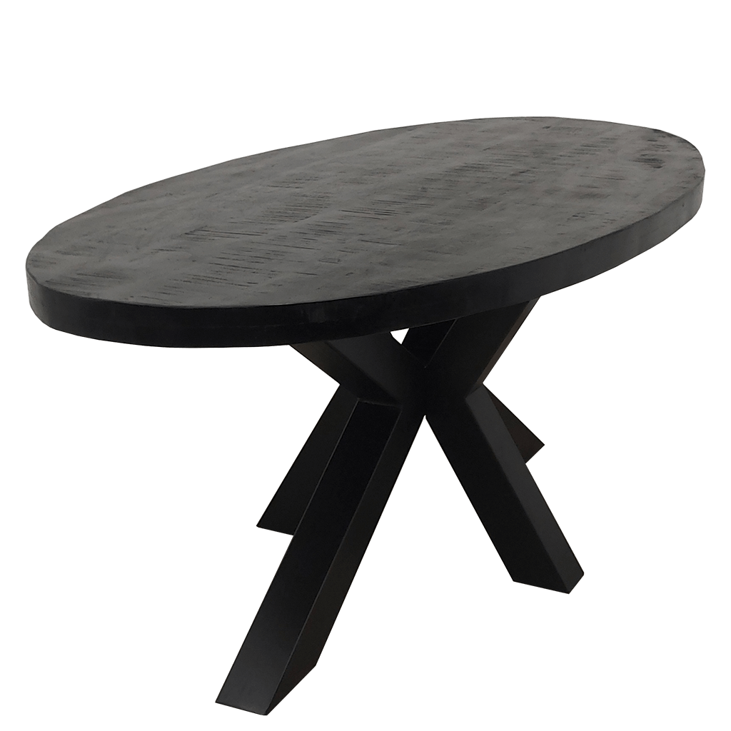 Eettafel Buena Mangohout Zwart Ovaal 160 cm