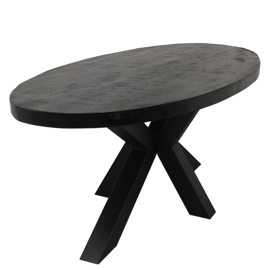 Eettafel Buena Mangohout Zwart Ovaal 180 cm