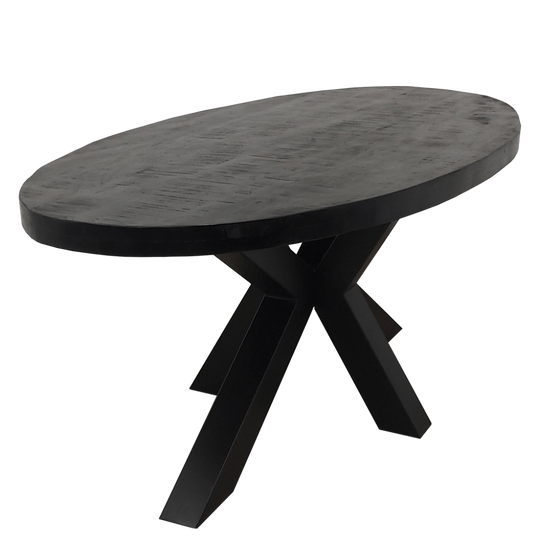 Eettafel Buena Mangohout Zwart Ovaal 200 cm