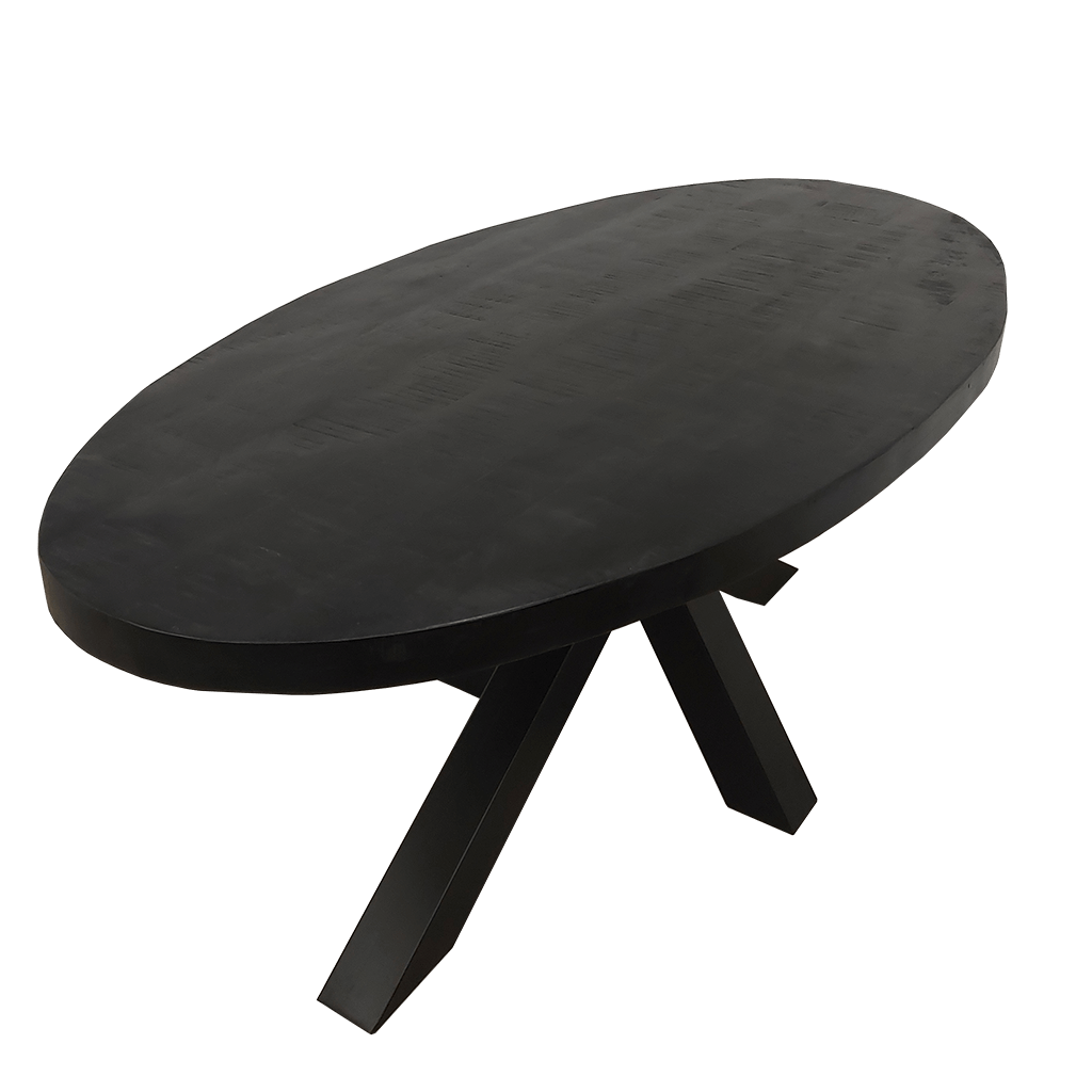 Eettafel Buena Mangohout Zwart Ovaal 160 cm