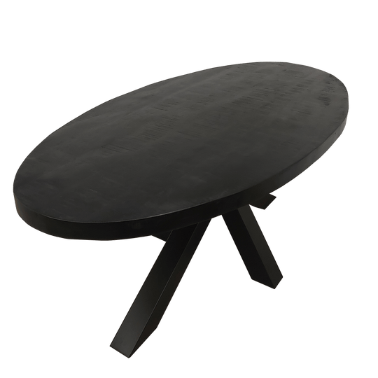 Eettafel Buena Mangohout Zwart Ovaal 160 cm