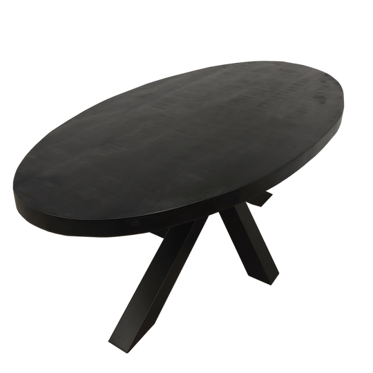 Eettafel Buena Mangohout Zwart Ovaal 200 cm
