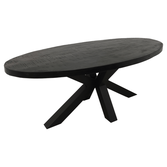 Eettafel Buena Mangohout Zwart Ovaal 180 cm