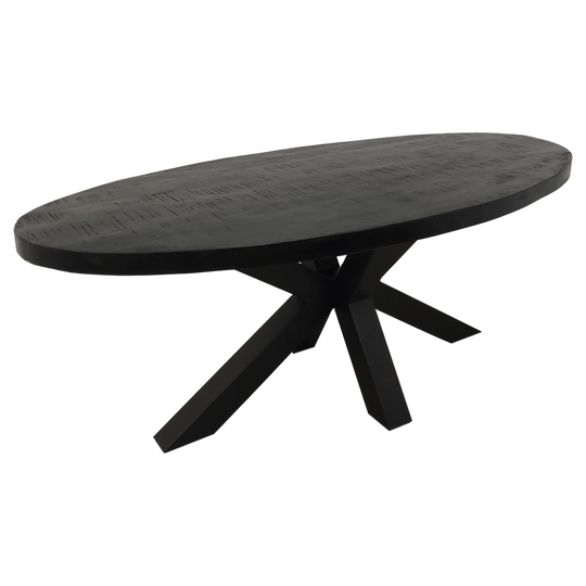 Eettafel Buena Mangohout Zwart Ovaal 200 cm