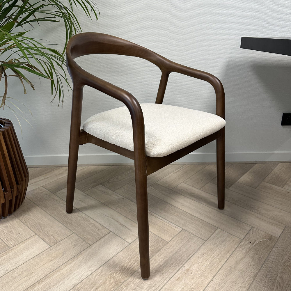 Sofia japandi stoel walnoot bruin - gebroken wit