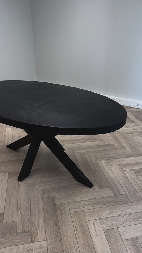Eettafel Moko Visgraat Zwart Mangohout Ovaal 180 x 100 cm