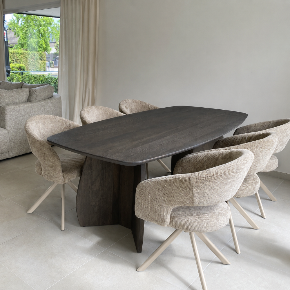 Nova draaibare eetkamerstoel beige poten - taupe