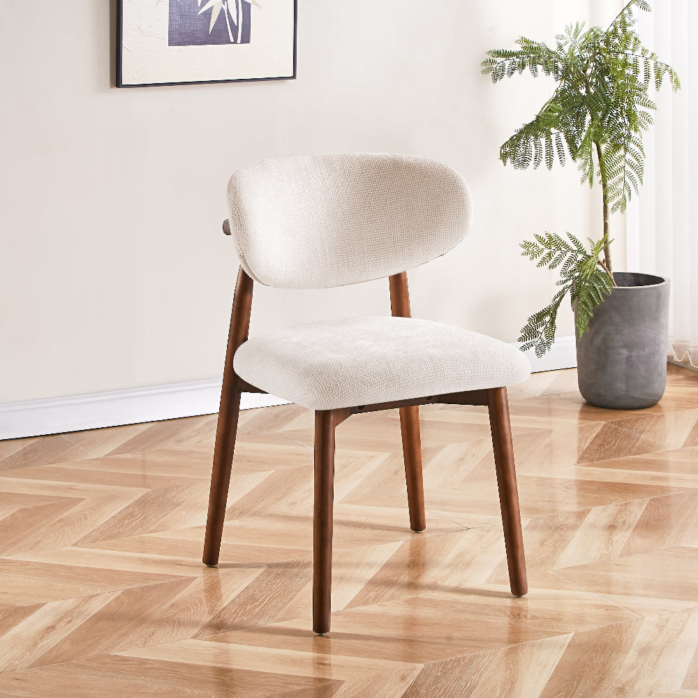 Maya japandi stoel walnoot bruin- gebroken wit