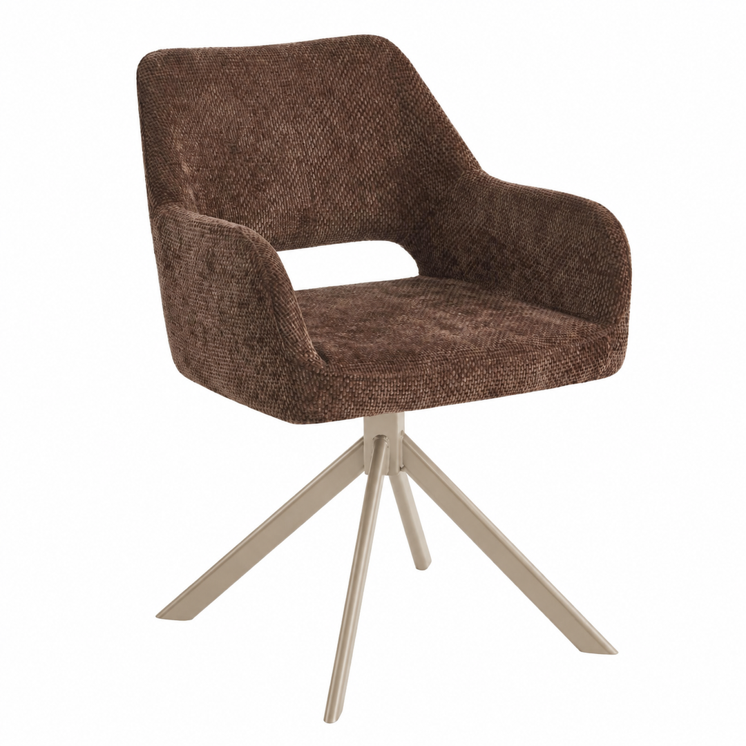 Mowgli draaibare eetkamerstoel beige poten - bruin