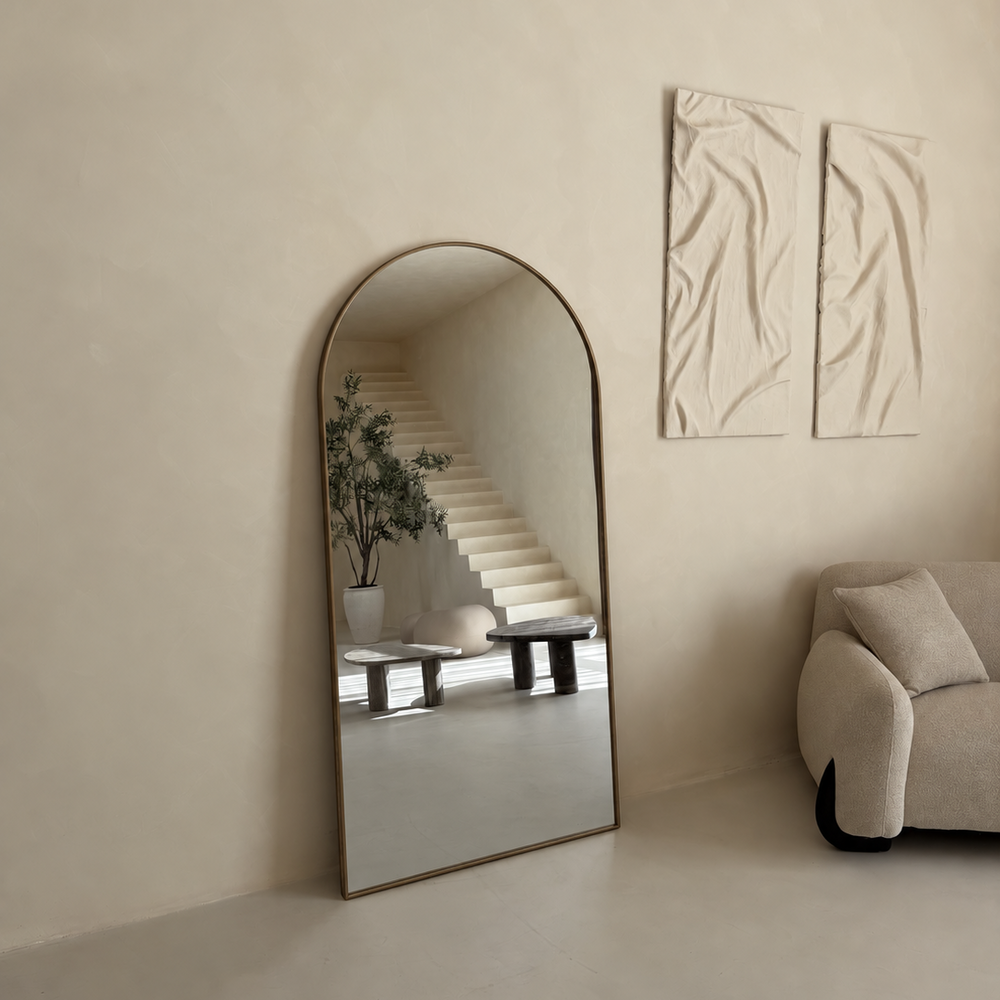 Elena grote boogspiegel 200x100cm - bruin