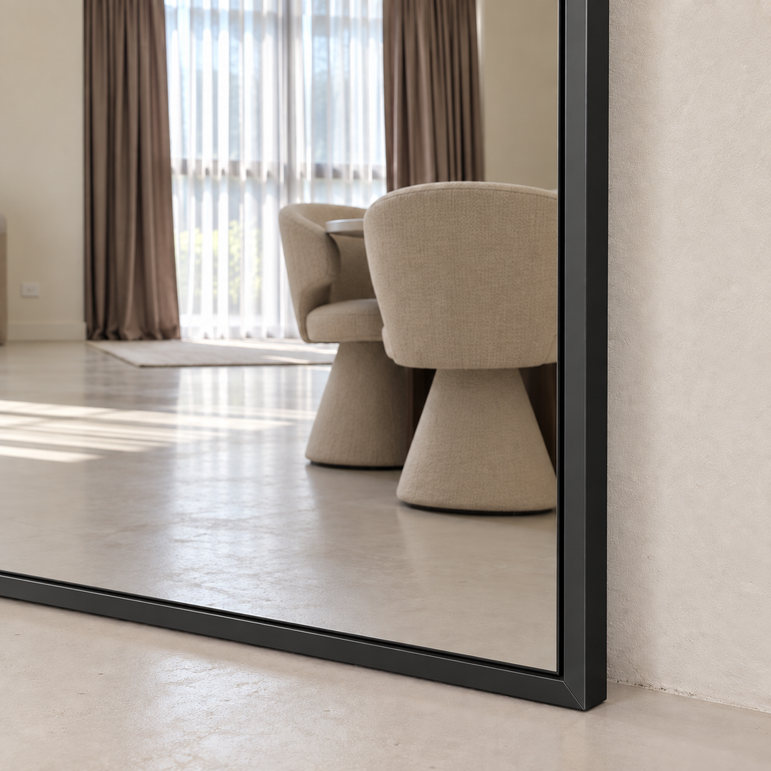 Linea grote rechthoek spiegel 200x100 - zwart