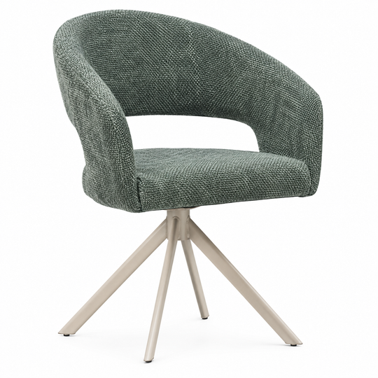 Nova draaibare eetkamerstoel beige poten - groen