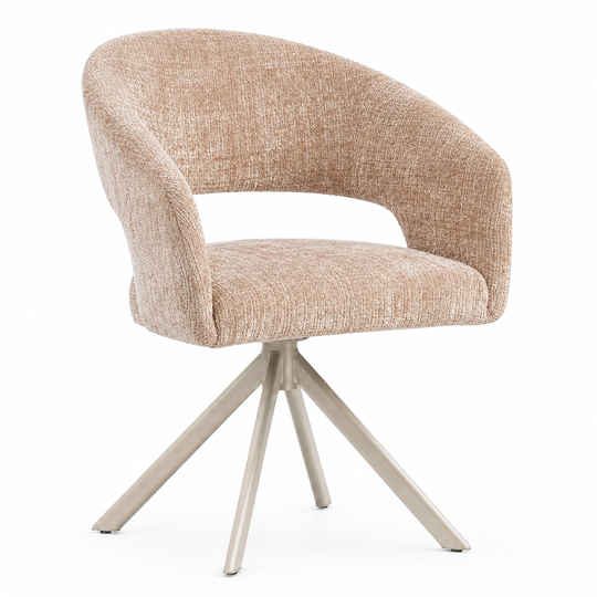 Nova draaibare eetkamerstoel beige poten - lint taupe