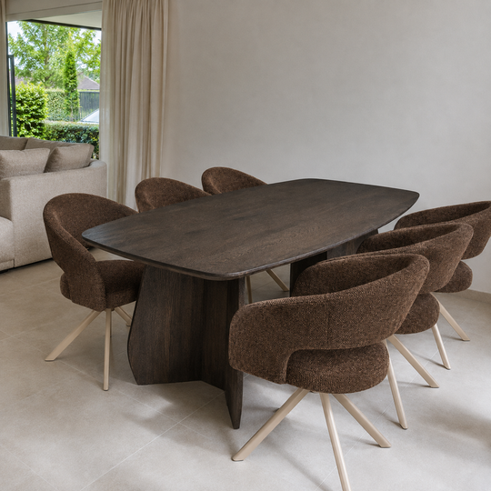 Nova draaibare eetkamerstoel beige poten - bruin