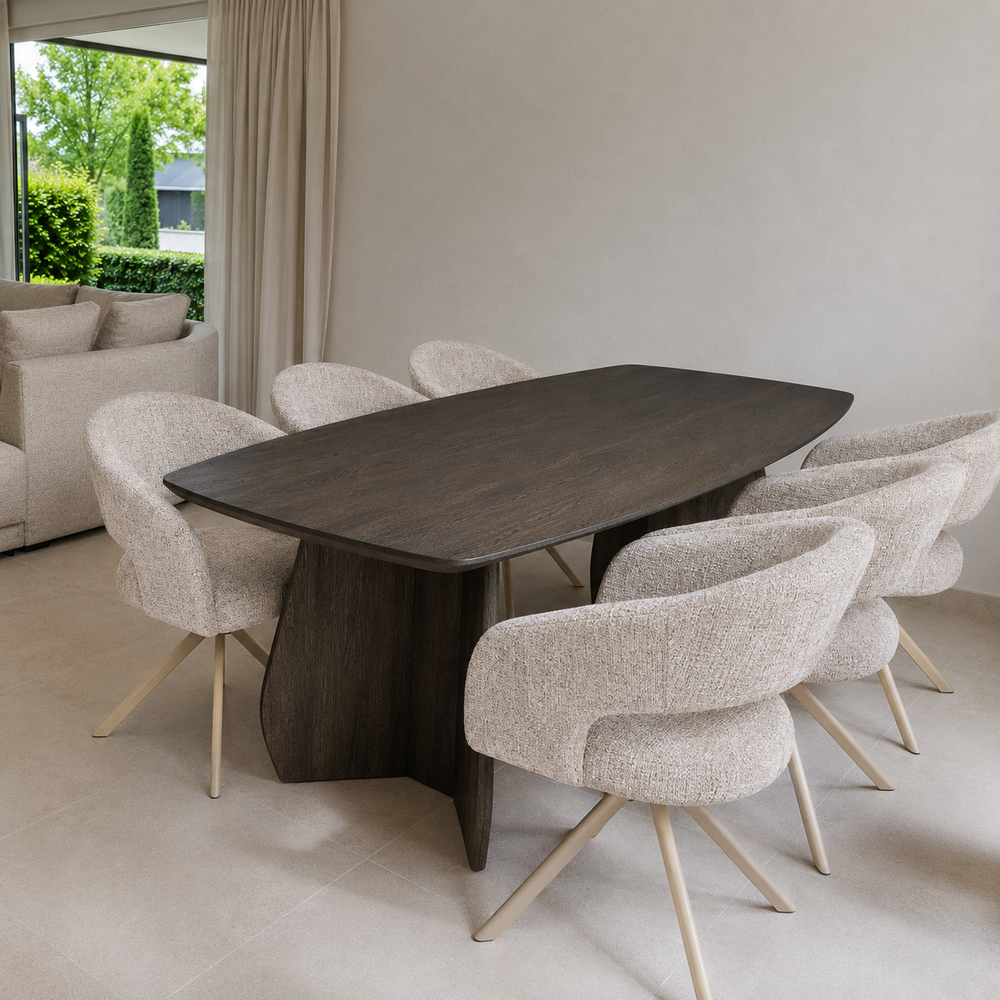 Nova draaibare eetkamerstoel beige poten - lint grey