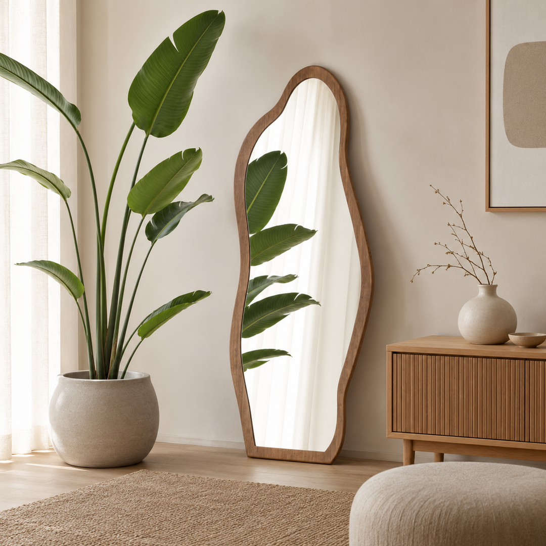 Mila organische japandi spiegel 180x80cm - bruin