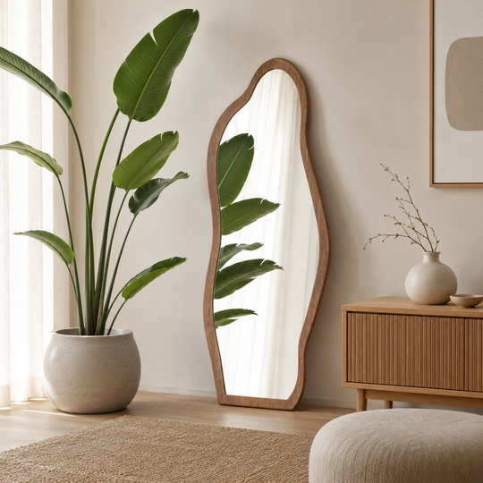 Mila organische japandi spiegel 180x80cm - bruin