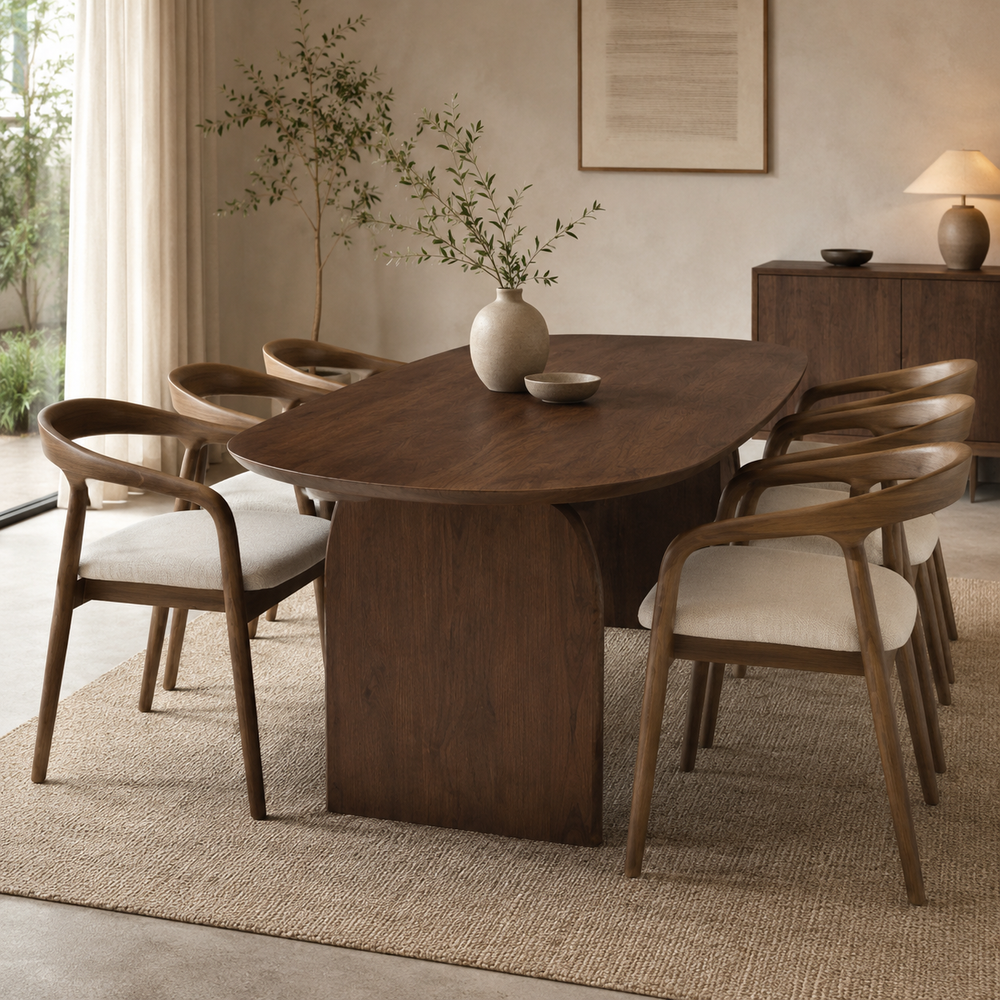 Eettafel Siesta U-poot ovaal mangohout - walnoot bruin