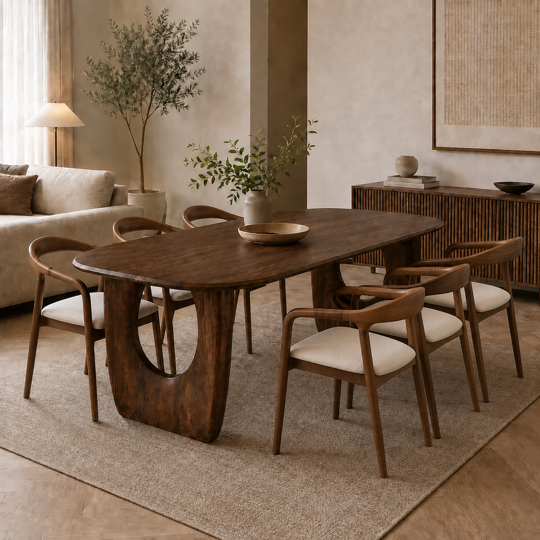Eettafel Celia open deens ovaal mangohout - walnoot bruin