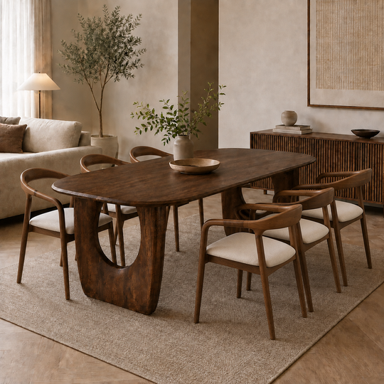 Eettafel Celia open deens ovaal mangohout - walnoot bruin