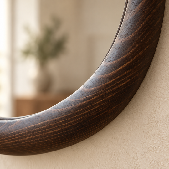 Liva japandi grote ronde spiegel 70cm - bruin