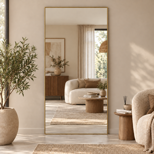 Linea grote rechthoek spiegel 200x100 - goud
