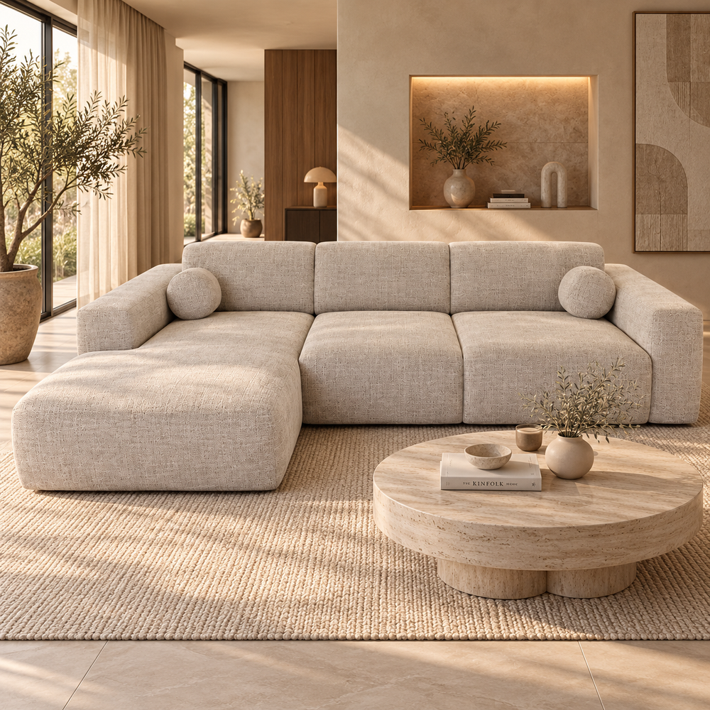 Donna hoekbank met lounge 295cm - taupe