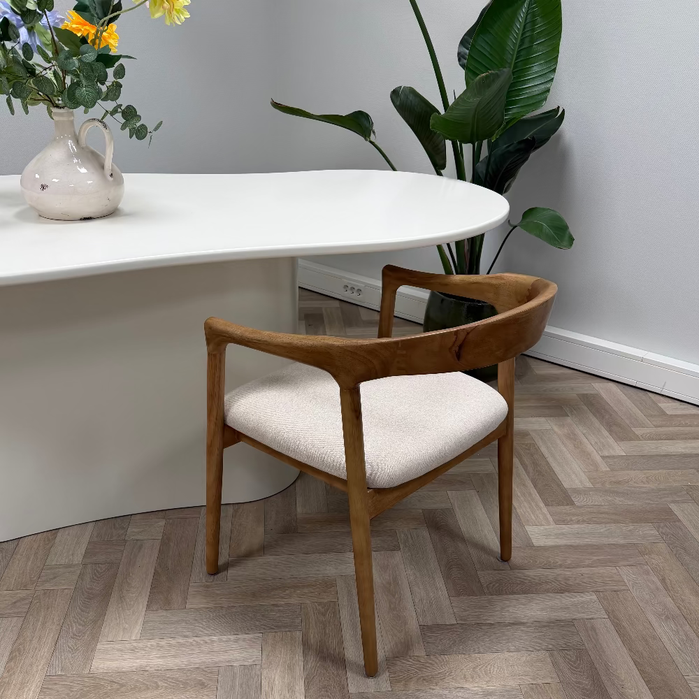 Léa japandi stoel - gebroken wit