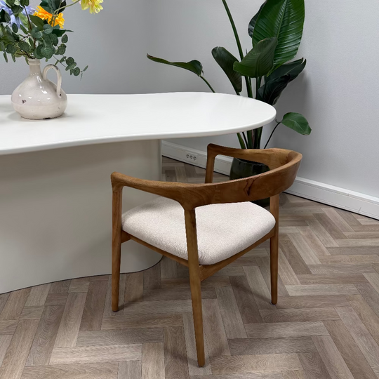 Léa japandi stoel - gebroken wit