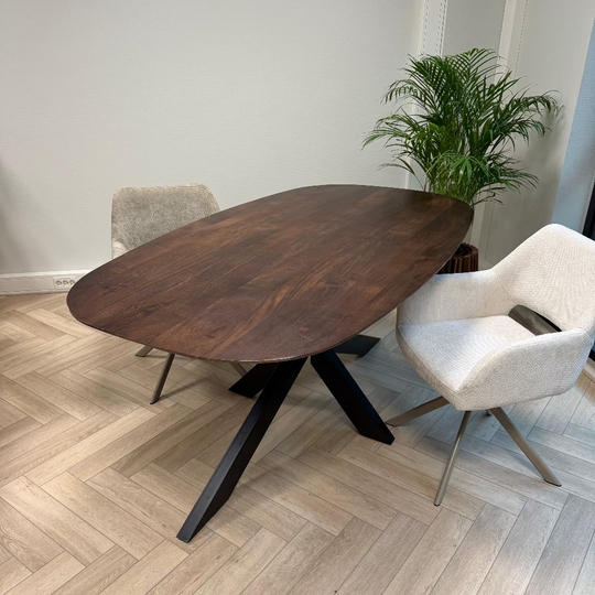Eettafel Jolie mangohout deens ovaal - walnoot bruin