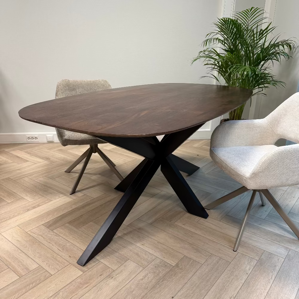 Eettafel Jolie mangohout deens ovaal - walnoot bruin