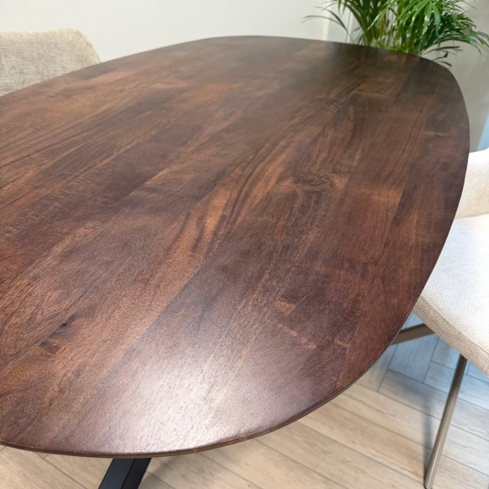 Eettafel Jolie mangohout deens ovaal - walnoot bruin