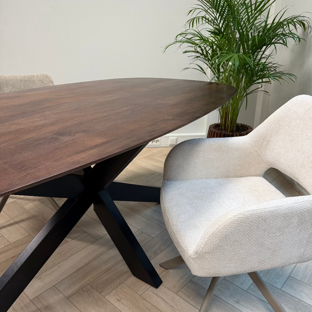 Eettafel Jolie mangohout deens ovaal - walnoot bruin