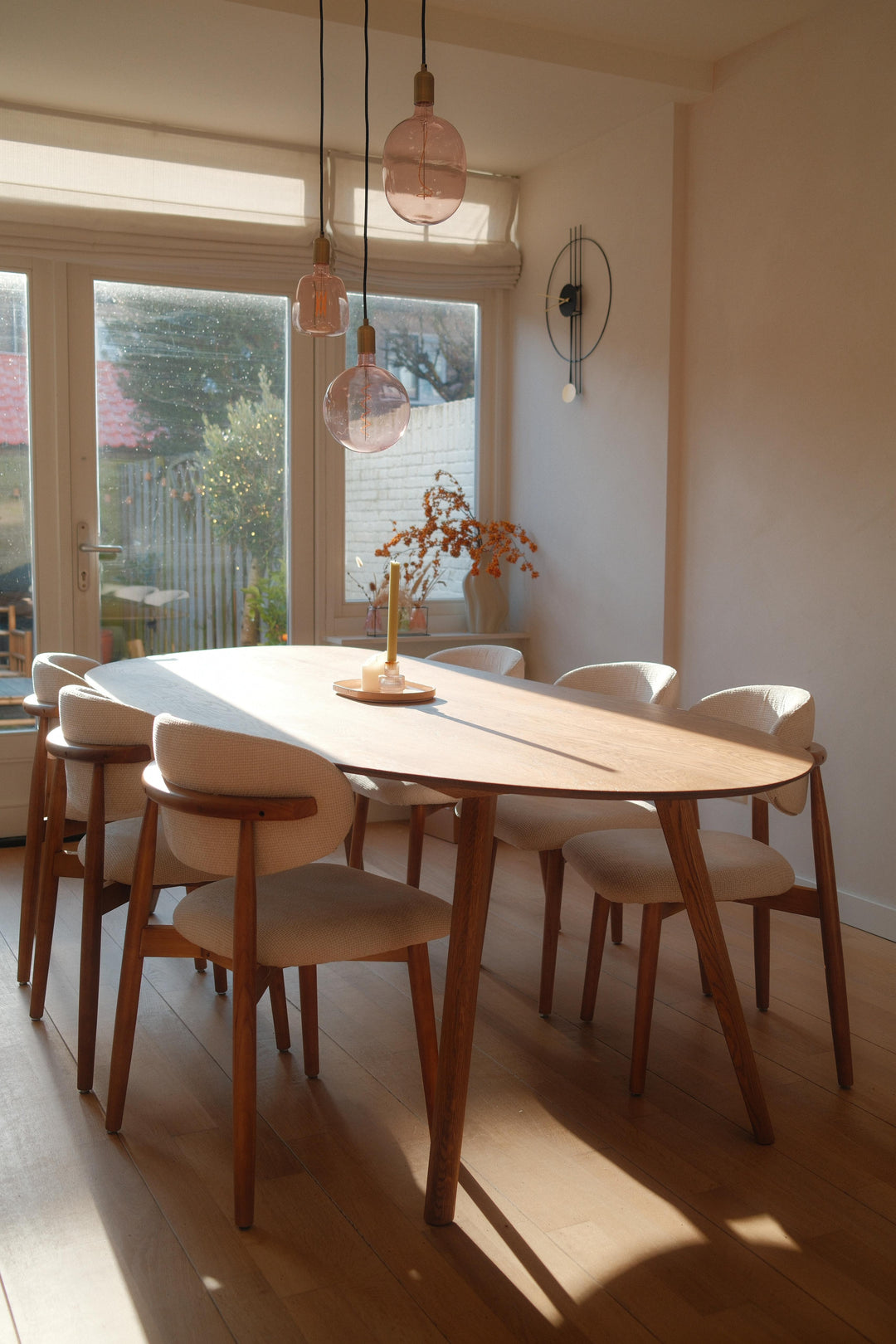 Maya japandi stoel walnoot bruin- gebroken wit