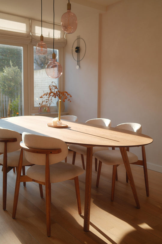 Maya japandi stoel walnoot bruin- gebroken wit