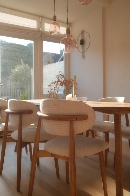 Maya japandi stoel walnoot bruin- gebroken wit