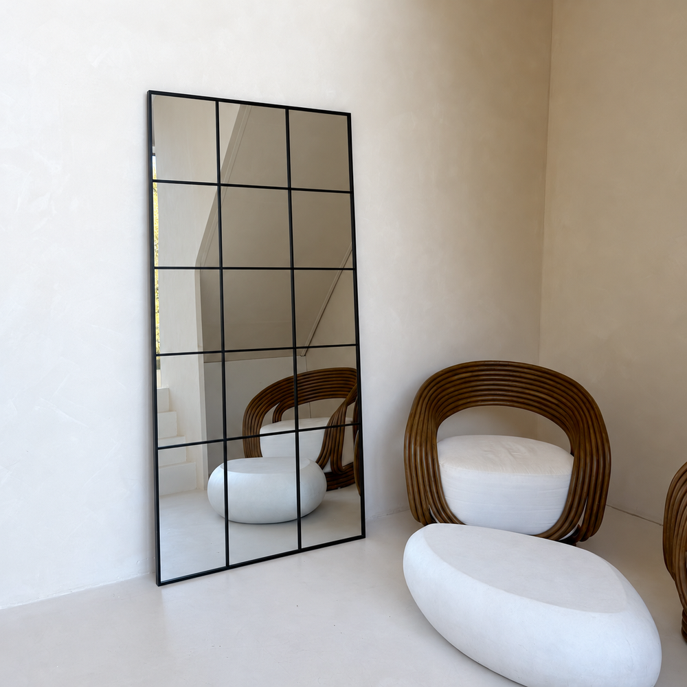 Lofty grote rechthoek spiegel 200x100 met vakken - zwart