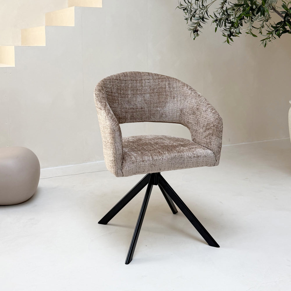 Nova draaibare eetkamerstoel - lint taupe