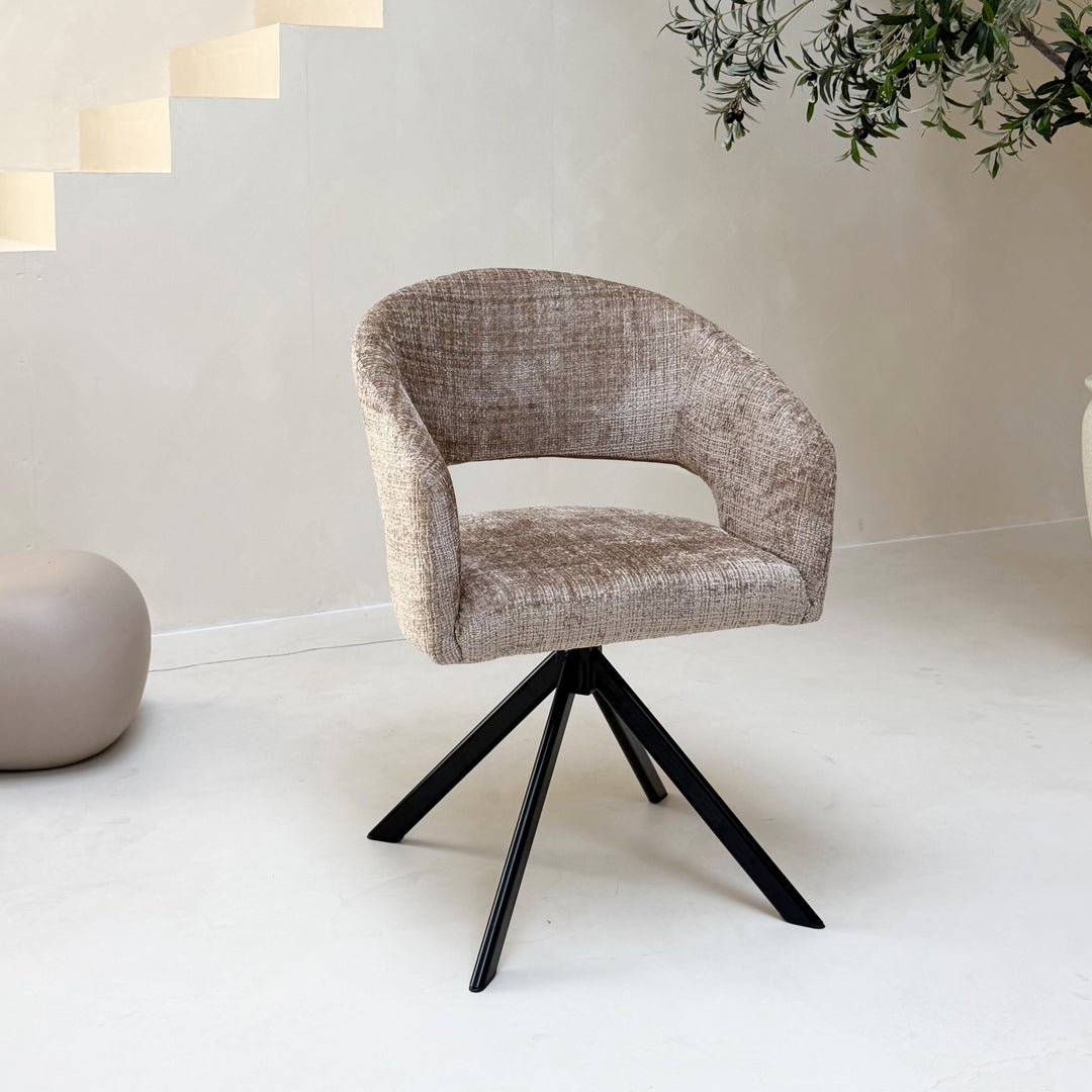 Nova draaibare eetkamerstoel - lint taupe