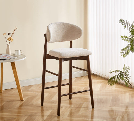 Maya japandi barkruk walnoot bruin- gebroken wit