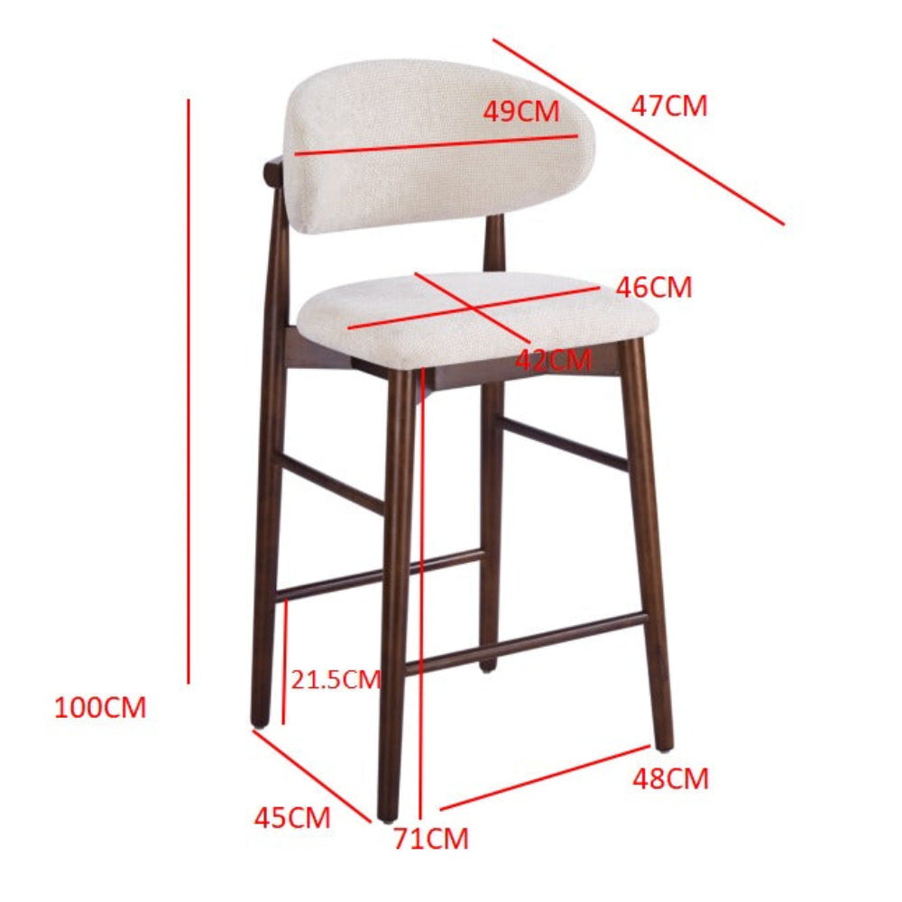 Maya japandi barkruk walnoot bruin- gebroken wit