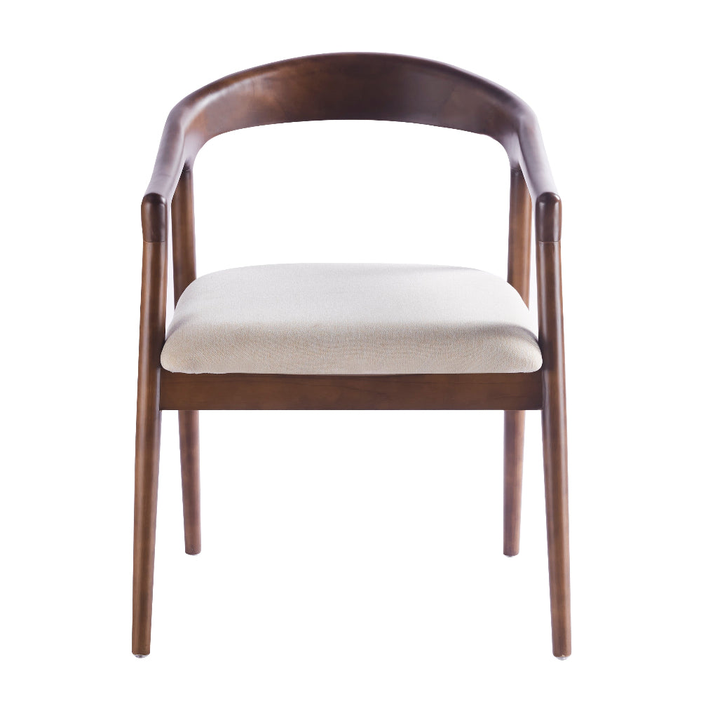 Léa japandi stoel walnoot bruin - gebroken wit