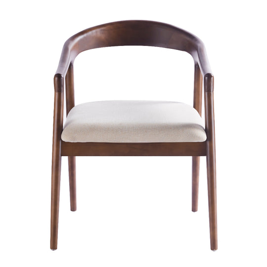 Léa japandi stoel walnoot bruin - gebroken wit