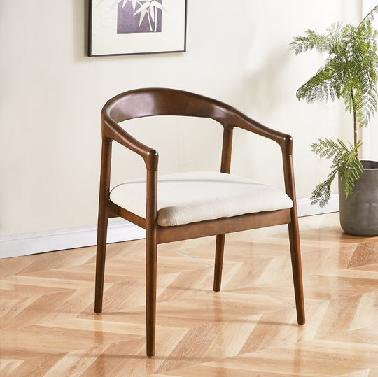 Léa japandi stoel walnoot bruin - gebroken wit